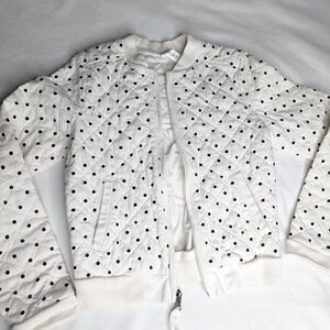 Girls White Polka Dot Quilted Jacket